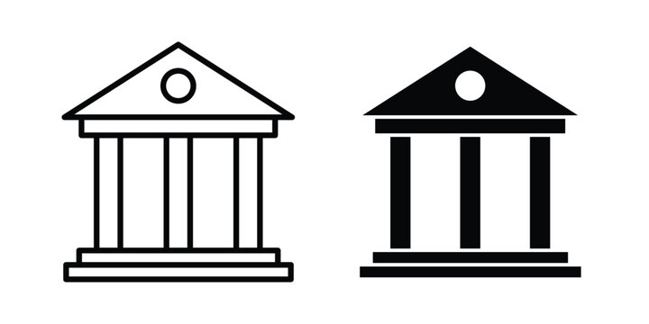 Museum icon concept. solid and line symbols