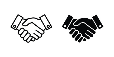 Obraz premium Partnership handshake icon concept. solid and line symbols
