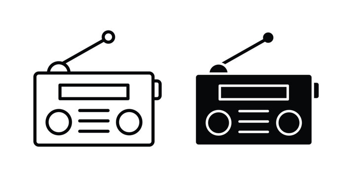 Radio icon concept. solid and line symbols