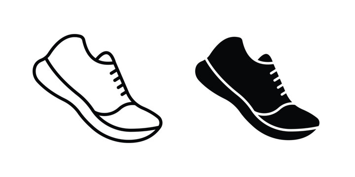 Running shoes icon concept. solid and line symbols