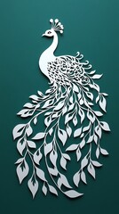 Fototapeta premium Intricate paper cut art of a peacock with elaborate feather detail