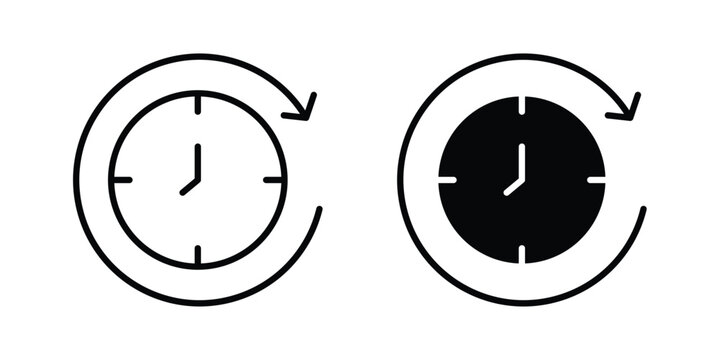 Time forward icon concept. solid and line symbols