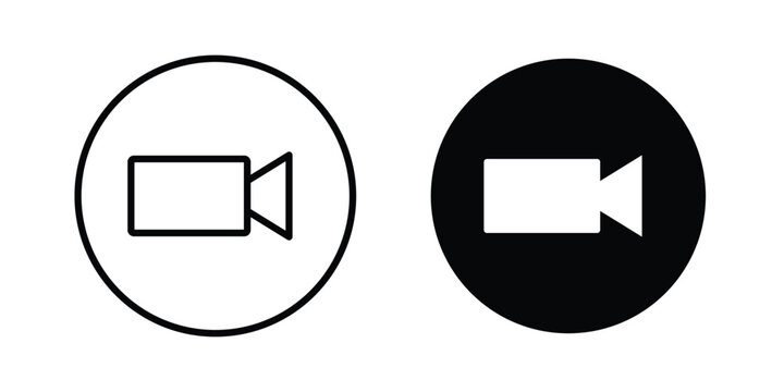 Video call icon concept. solid and line symbols