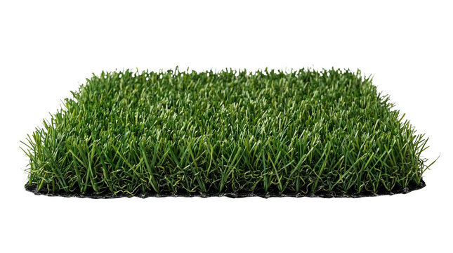 Artificial grass turf mat transparent PNG isolated cutout, realistic green lawn patch no background element