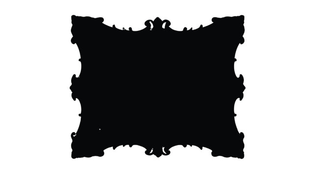 Label silhouette showcases an elaborate rectangular frame with decorative curves suitable for vintage branding.