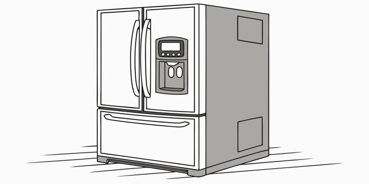 Modern french door refrigerator with ice and water dispenser ice maker food storage kitchen appliance double door domestic appliance consumer electronics electrical appliance kitchen equipment