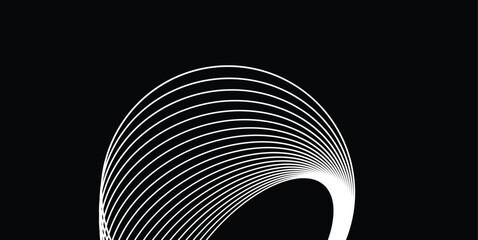 Abstract Monochrome Spiral Arc Background with Minimal Geometric Line Flow © alphabeticmind