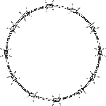 Barbed wire circle loop isolated illustration Vector