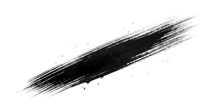 A dynamic black ink brush stroke sweeps across the canvas, conveying a sense of raw energy and artistic expression, with subtle splatters adding texture and depth.