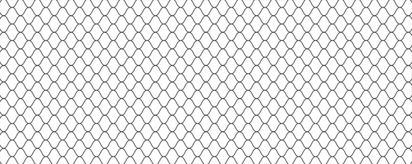 Fishing or soccer net. Repeated hexagon pattern. Black wired mesh texture isolated on white background. Metallic or fabric fence, cage or lattice structure. Vector graphic Illustration. © BAHAYA