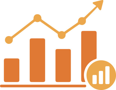 Financial Growth and Decline Bar Chart Icon with Revenue Trend Analysis and Business Performance Vector