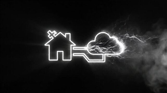 Hospital connected to cloud network with streaming data transfer and futuristic digital transformation concept
