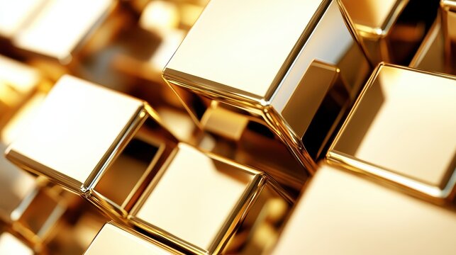 Gleaming Gold Bars Stacked in a Luxurious Arrangement Representing Financial Security and Investment Opportunities