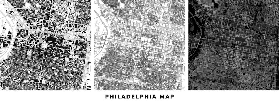 Philadelphia city street map abstract black and white urban grid design vector illustration