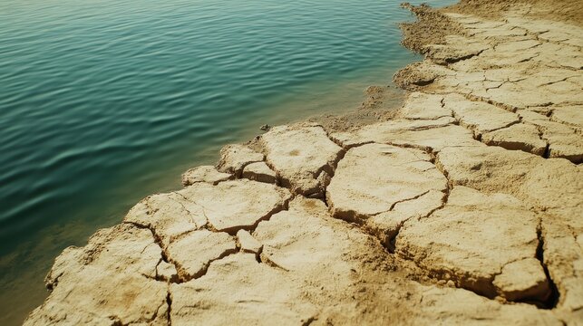 Extreme drought and desertification impacting previously fertile land with visible signs of climate change crisis