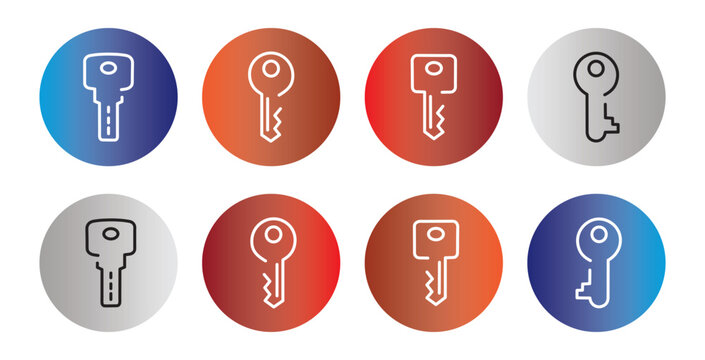 Set of colorful gradient key buttons for web privacy and safe access design