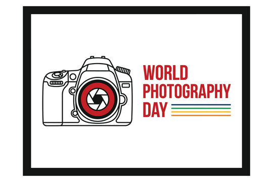World photography day graphic with dslr camera illustration and text