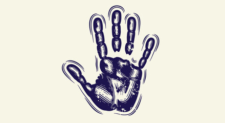 Fototapeta premium Stylized hand print graphic illustration with a vintage engraved aesthetic.