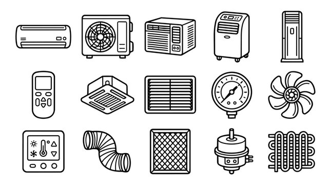 Various air conditioning and HVAC system components
