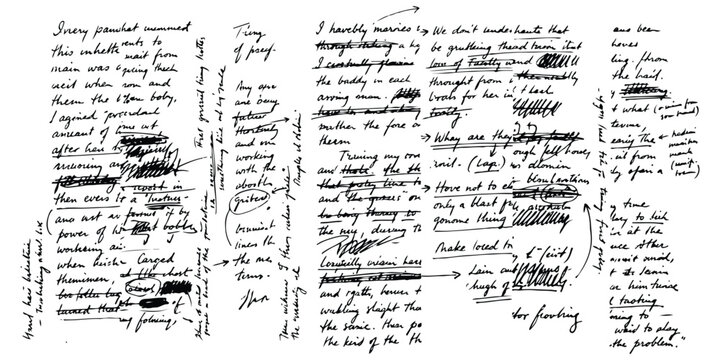 Handwritten messy journal notes with scribbles and crossed out text on paper