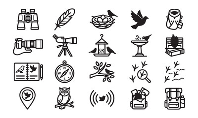 Obraz premium Airport travel and passenger services thin line vector icon set for web navigation.
