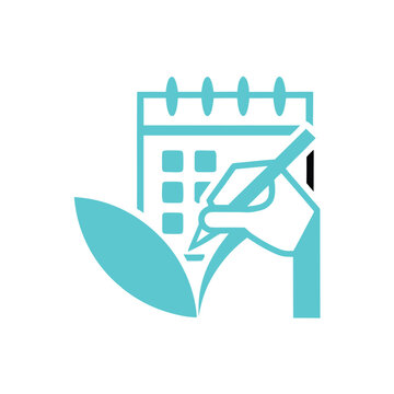 Hand Writing Date on Calendar with Pen Illustration