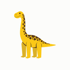 Stylized cartoon brachiosaurus dinosaur character with a long neck and friendly expression isolated on white background design © Md