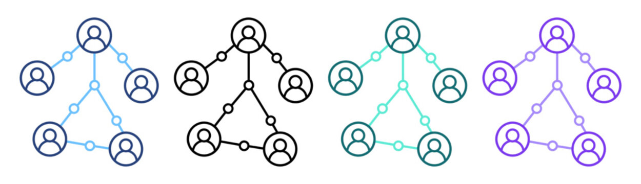 people network connection group outline icon set on transparent background