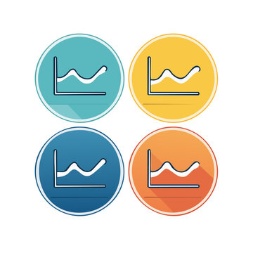 Four flat design line graph icons in different colors