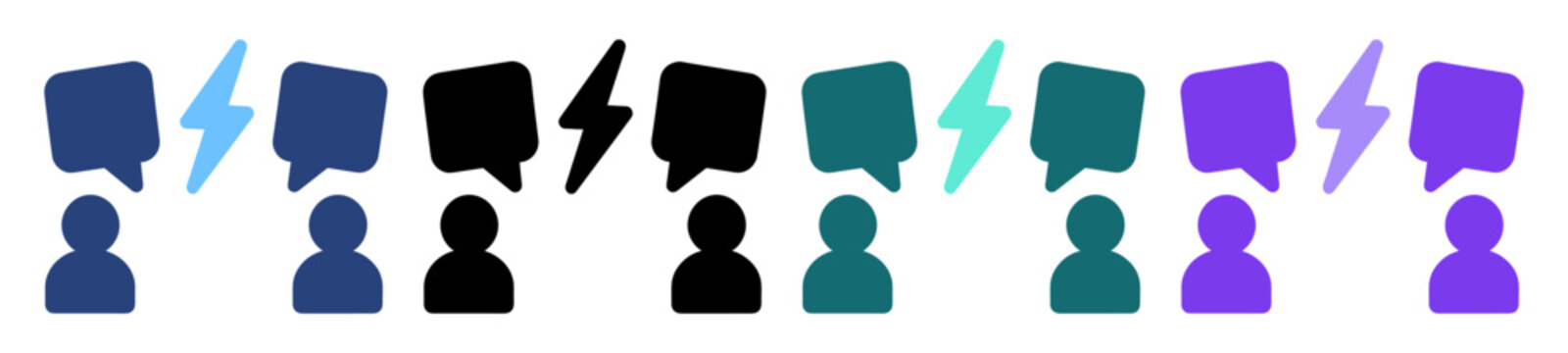 speech bubble alert user symbol icon set on transparent background