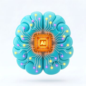 Artificial intelligence technology concept with human brain and circuit board  futuristic design