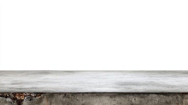 Empty concrete counter surface against white background