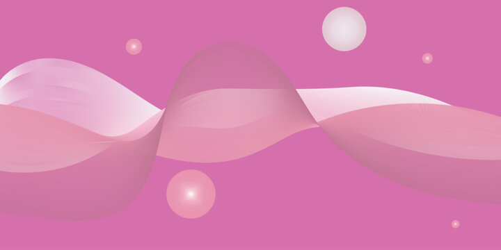 Vibrant pink bubbles float gently in a whimsical scene with abstract shapes and soft lighting effects everywhere indoors