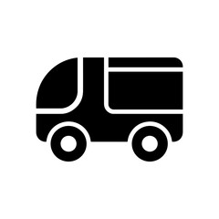 Fototapeta premium Delivery van side view glyph icon for logistics and transportation services