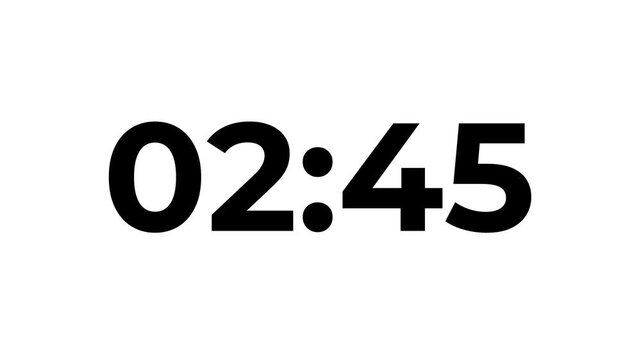 3 minutes Digital countdown 180 seconds. Five minute countdown timer animation on transparent background un white background