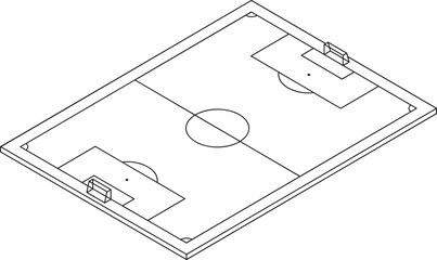 Soccer field isometric outline chart vector illustration for football pitch layout plan map dimension sign schematic concept © Md Robin Hasan
