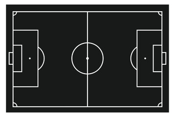 Soccer field schematic vector illustration with top view football pitch line layout plan diagram on black board © Md Robin Hasan