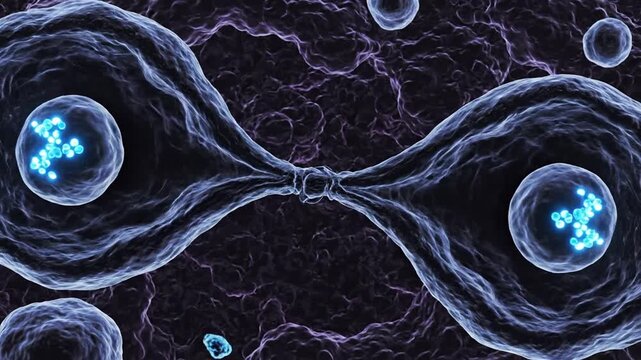 Microscopic view of bacteria cell division and genetic material