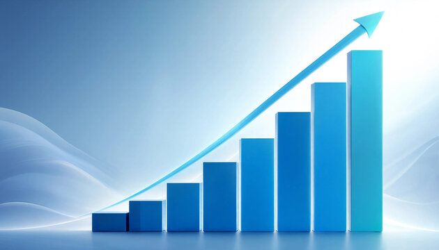 Business growth concept with upward trending bar chart and rising arrow symbol business marketing investment statistics analysis corporate accounting performance planning strategy