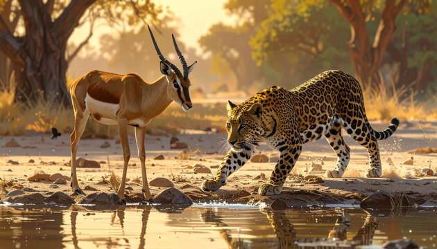 Giraffe Standing in the Savannah of Kruger National Park, South Africa, Majestic Wild Giraffa Camelopardalis in Natural Safari Habitat, Wildlife and Nature Concept