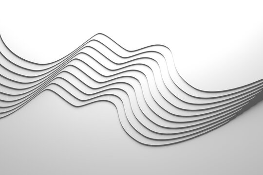 Abstract layered white wave paper cut background for minimal modern design and wallpaper.3d render