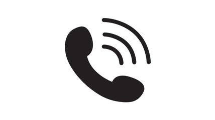 Obraz premium Black Telephone Icon With Sound Waves On White Background For Communication Concepts