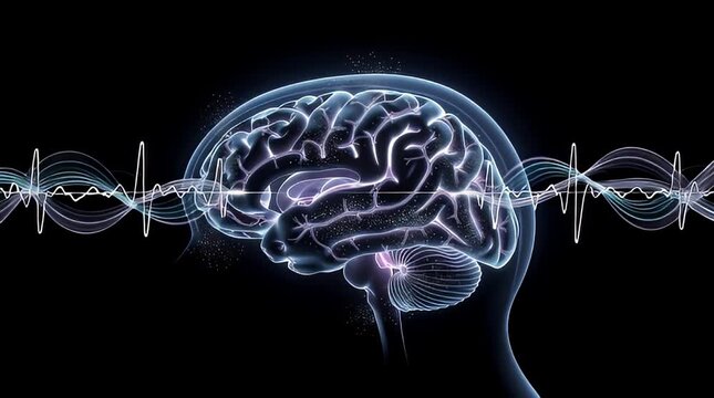 Brain with Electroencephalogram Waveform Display.