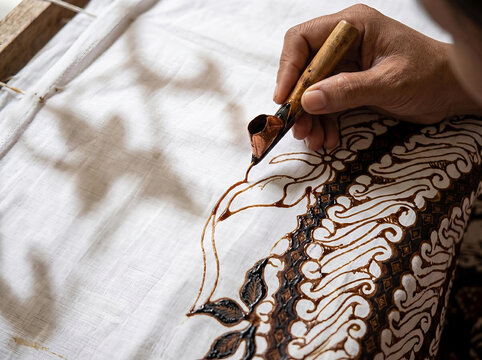 Hand with niddle batik