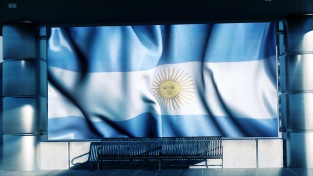 Argentina National Waving Flag Displayed on Digital screen at Airport