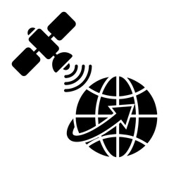 Global satellite orbit icon for international communication and tracking © anarul