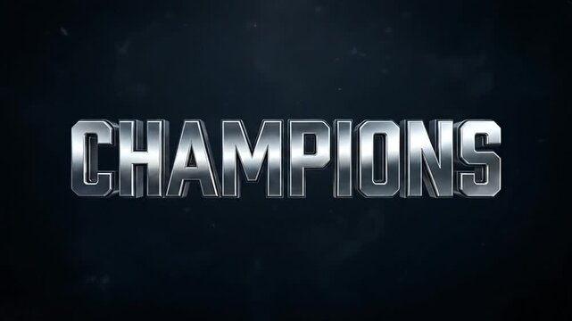 Epic Metallic Champions Text Animation with Dramatic Lighting and Light Streaks Transition Effect Overlay