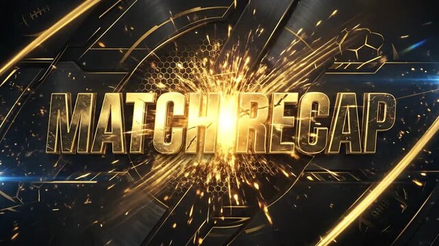 Energetic Motion Graphics Title Sequence with Fiery Sparks and Golden Streaks Announcing Match Recap