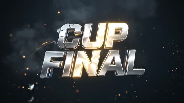 Dynamic Cup Final Reveal with Shattering Text and Energetic Light Streaks Unfolding Triumphantly