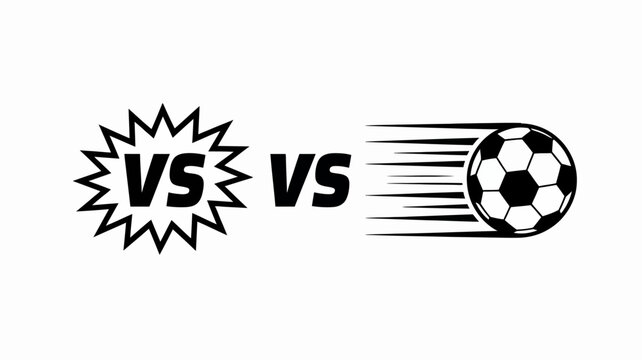 Soccer ball and versus graphic in black and white a dynamic sports illustration football sport competition rivalry match game
